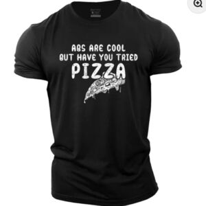 Attifit Black Graphic T-Shirt - Abs Are Cool Design But Have You Tried Pizza 2XL